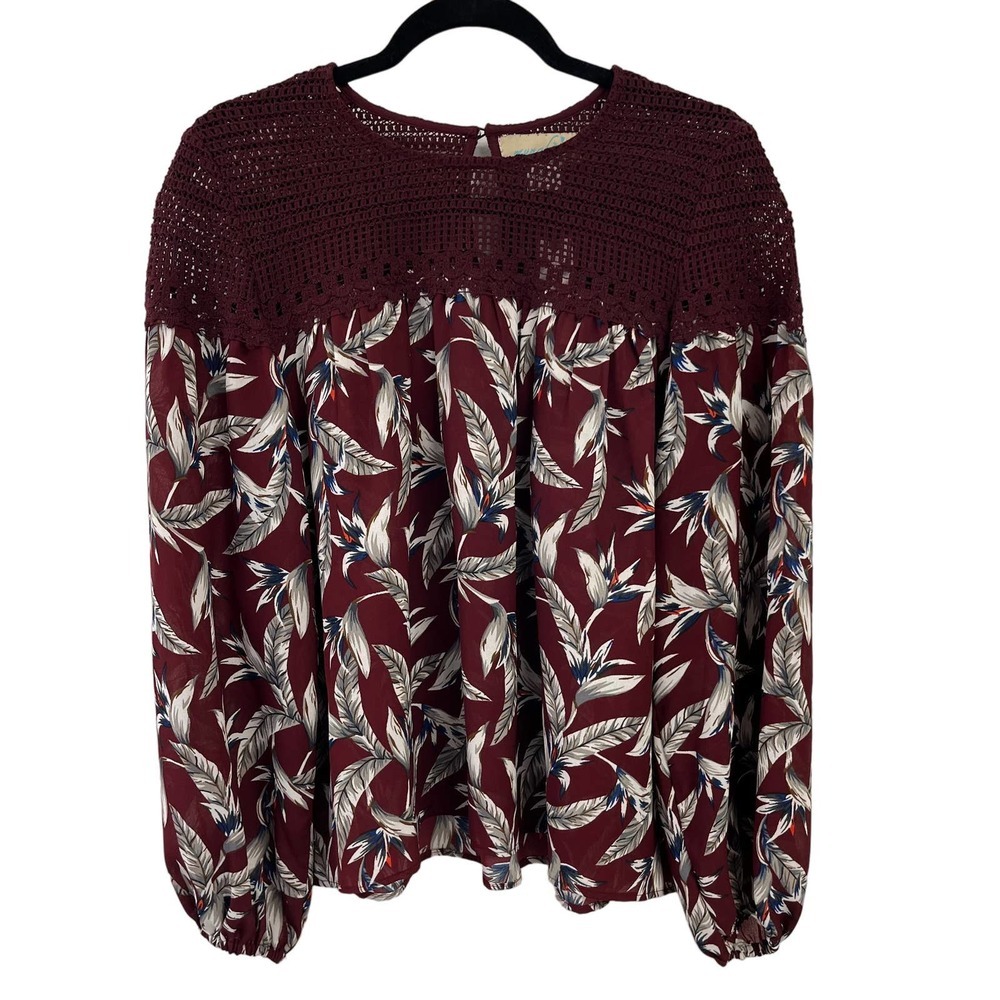 NWT Anthropologie Mynah's Red White Long Sleeve Feather Top XS
